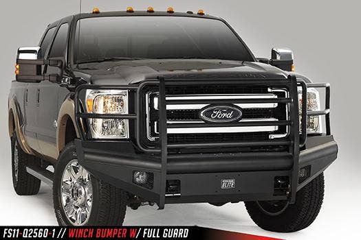 Fab Fours Fs11-Q2560-1 Elite Front Bumper   Bumper Black Steel Elite; With Bull