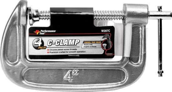Performance Tool W207c "C" Clamp, 4", Malleable Iron   C Clamp; Type - Quick