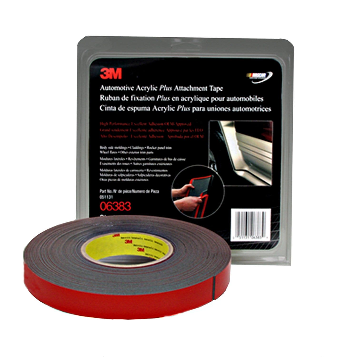 3M - 6383 (Tm) Automotive Acrylic Plus Attachment Tape, Black, 7/8" X 20 Yds.  -