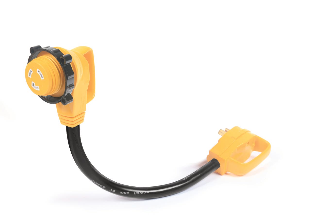 Camco 55522 18" 30 Amp Standard Male / 30 Amp 90 Degree Locking Female Powergrip