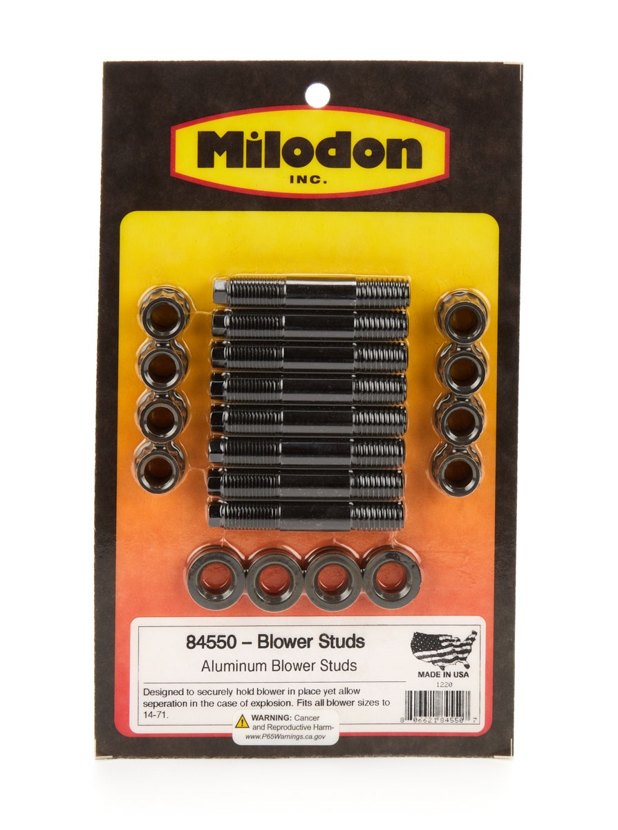 Milodon 84550 Aluminum Blower Stud Kit,Black   Aluminum Blower Stud Kit,Black