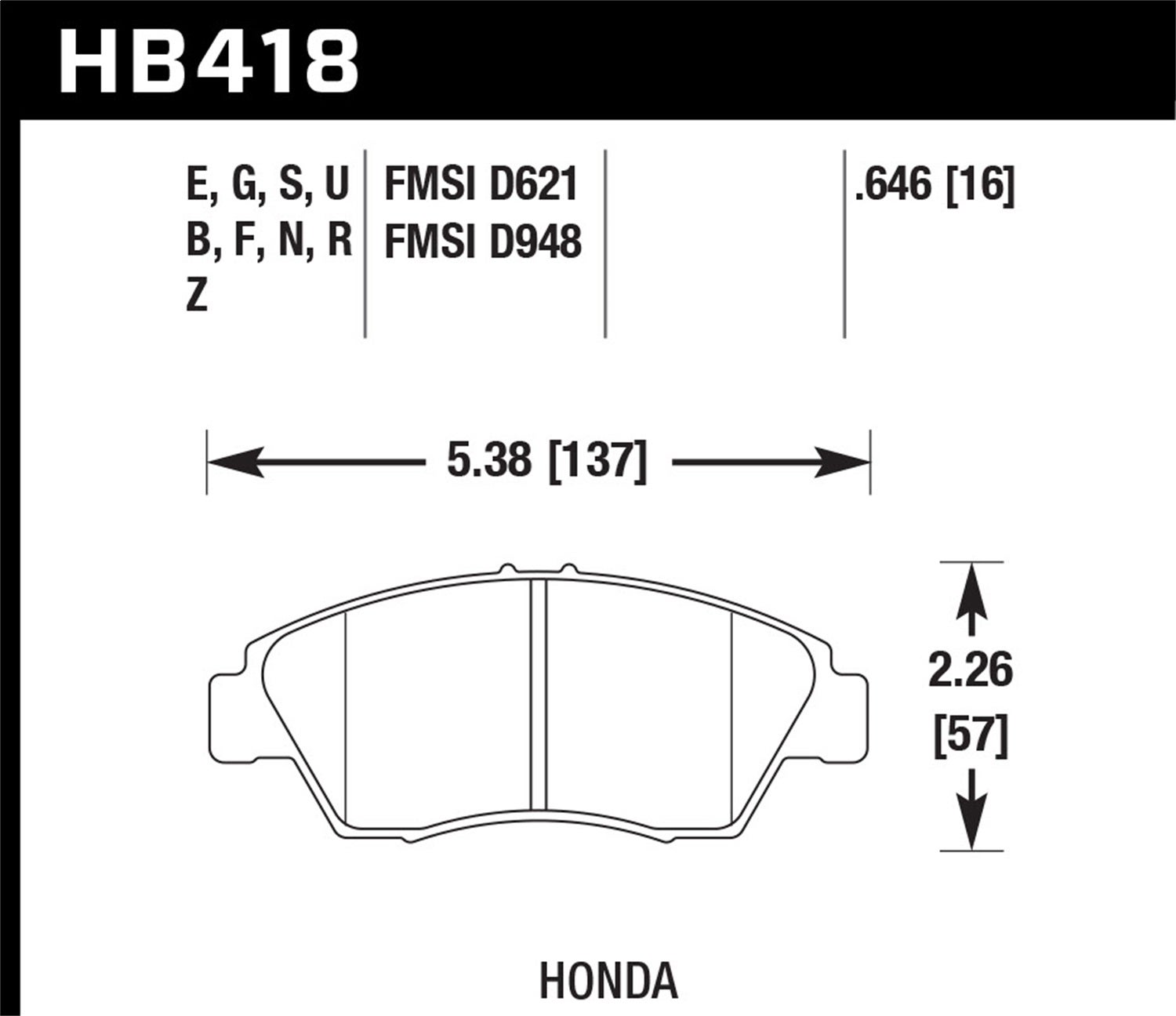 Hawk Performance Hb418e.646 Blue 9012 Disc Brake Pad   Blue 9012 Disc Brake Pad