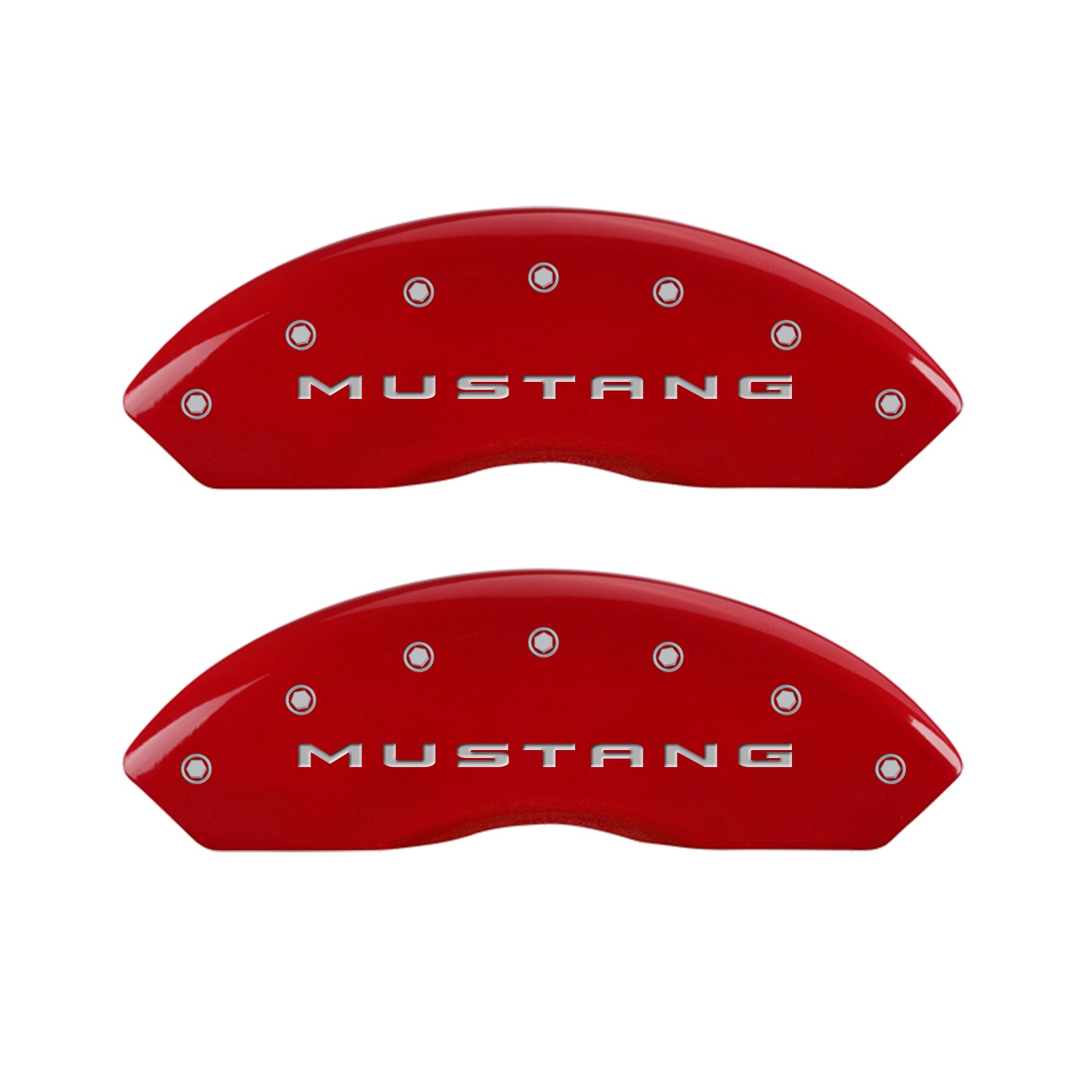 Mgp Caliper Covers 10202Smb2rd Red Powder Coat Finish Engraved Front Mustang