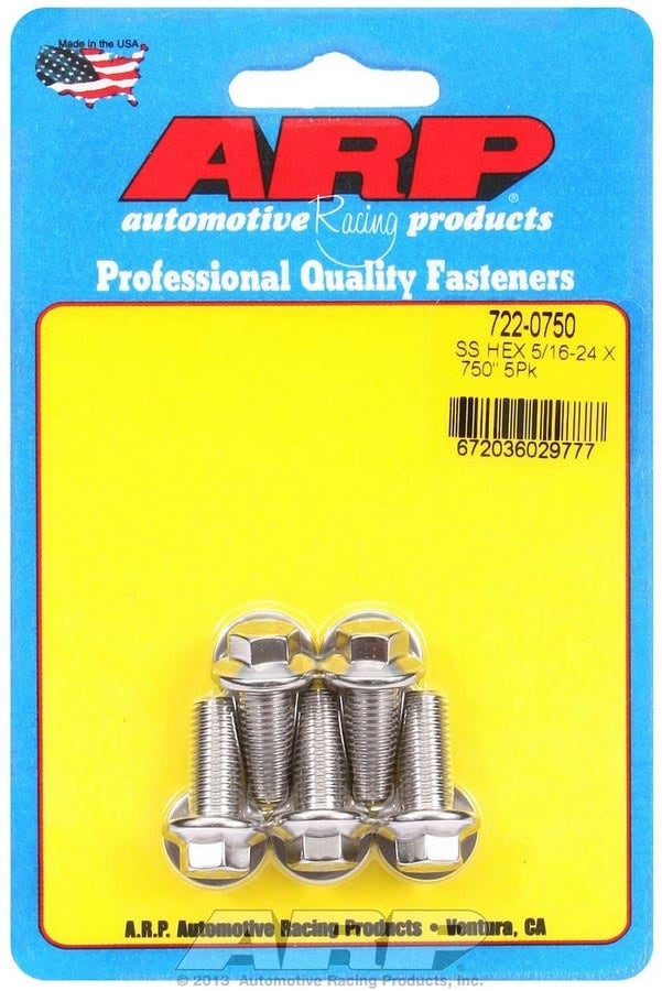 Arp 722-0750 Stainless Steel 5/16-24" Fine Rh Thread 0.750" Uhl 6-Point Bolt