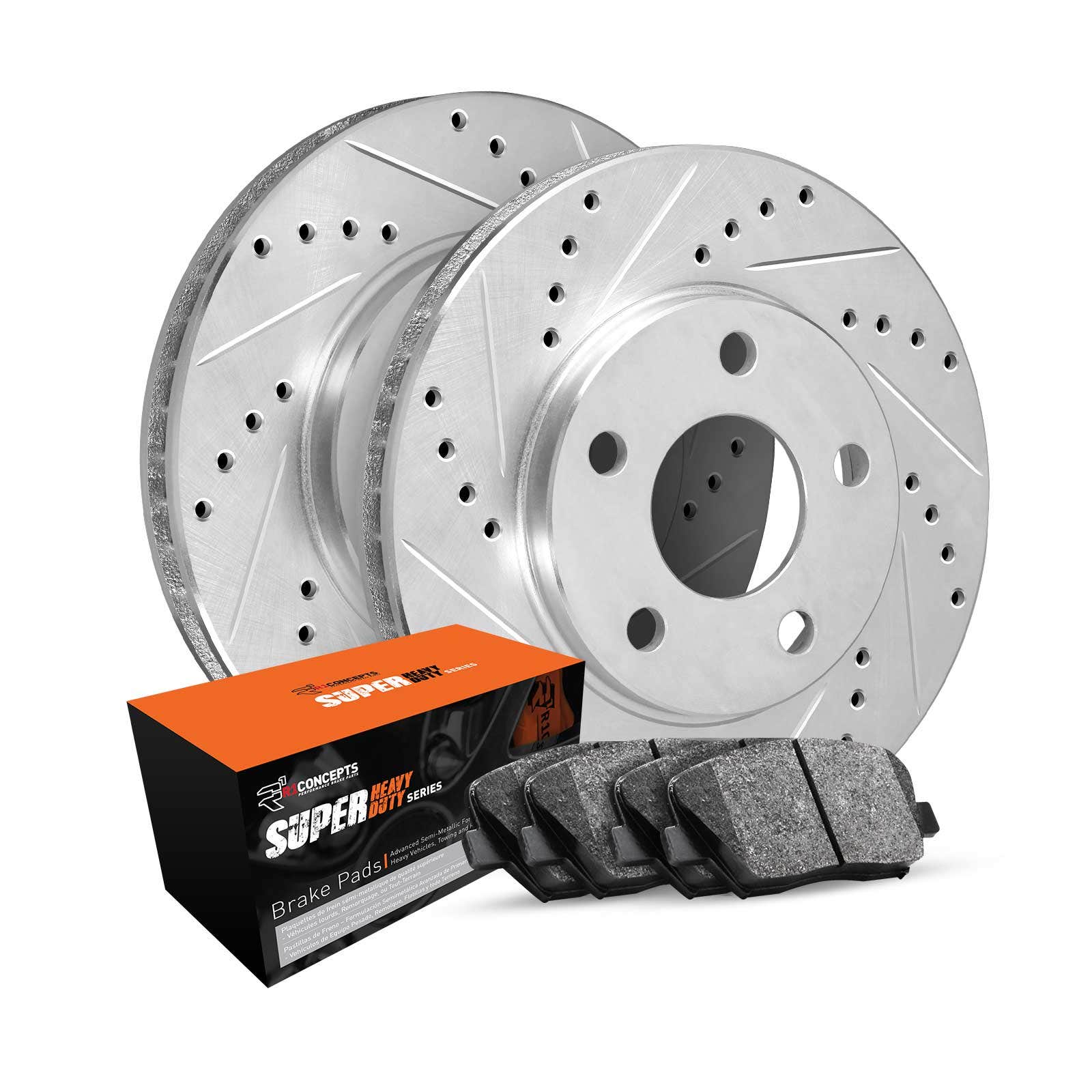 R1 Concepts Wgxn1-47086 R1 Brake Rotors - D/S - Silver W/ Sup Dty Pads   R1