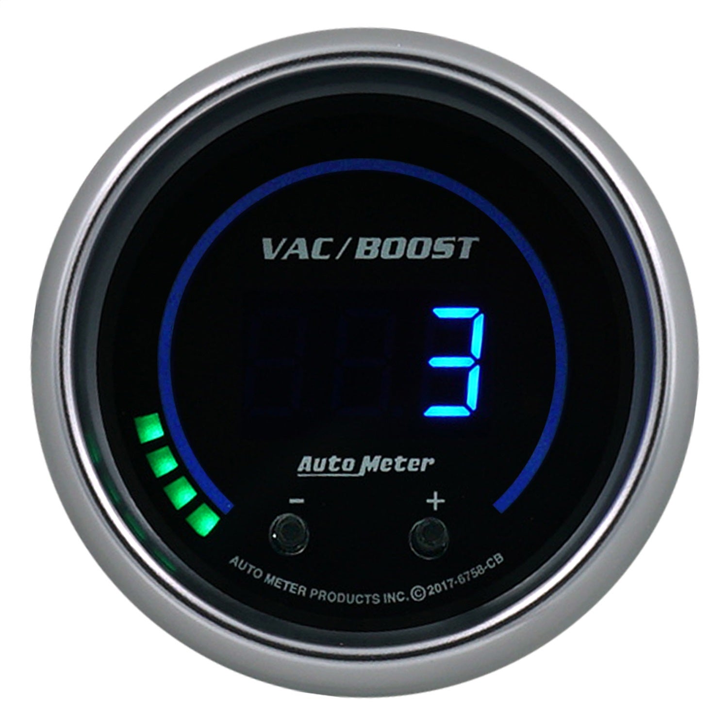 Autometer 6758-Cb Cobalt Elite Digital Two Channel Vacuum/Boost Gauge   Cobalt