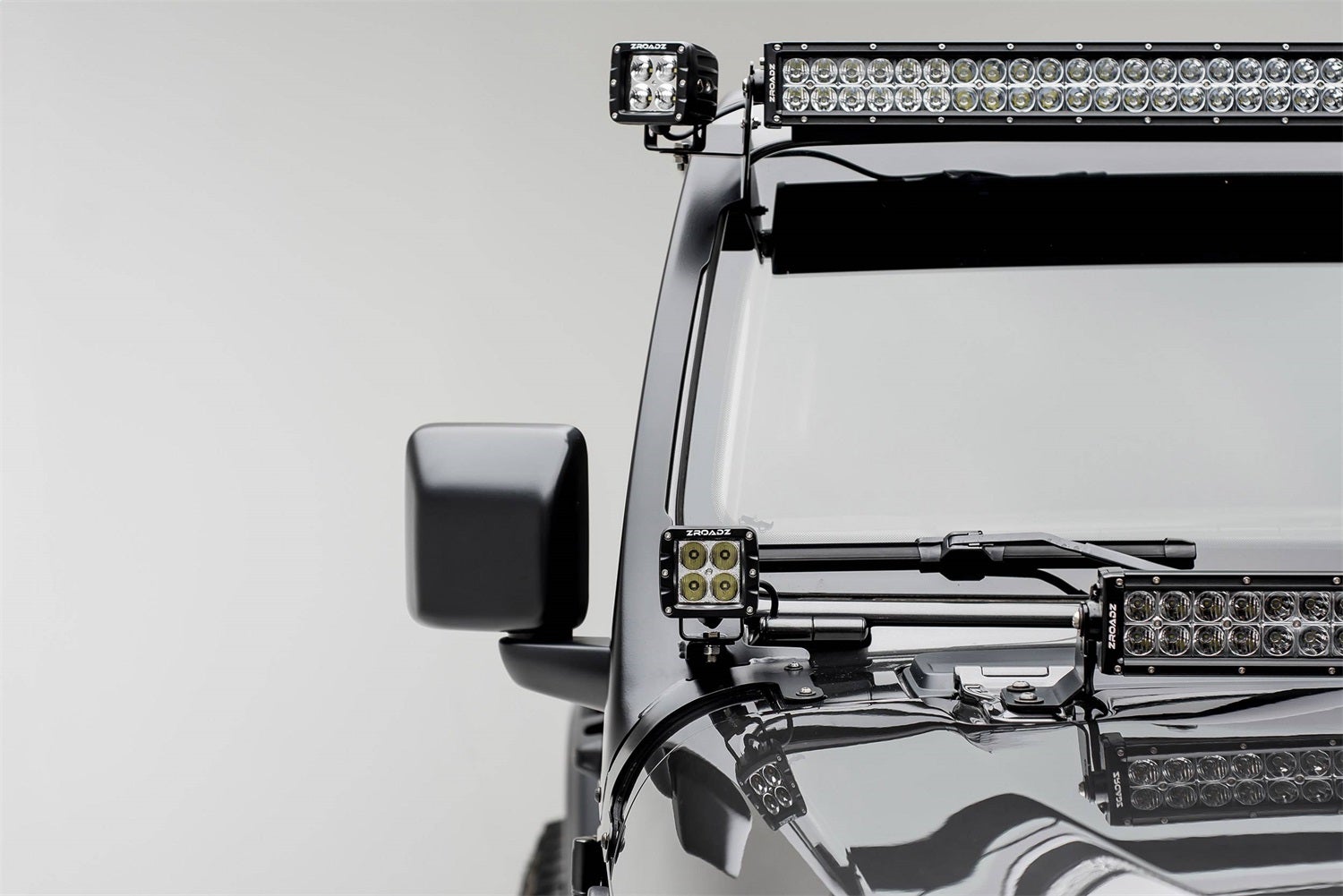 Zroadz Z374831-Bk2 Front Roof Led Light Bar Bracket Fits Gladiator Wrangler (Jl)