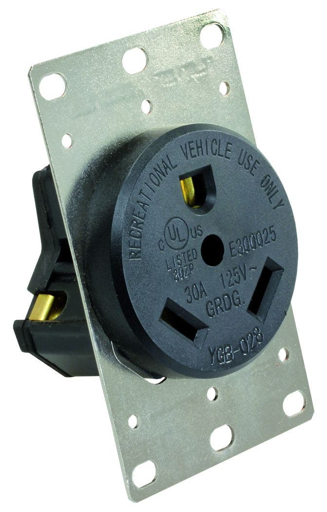 Jr Products 15075 30 Amp Receptacle With Mounting Plate   Receptacle; Number Of