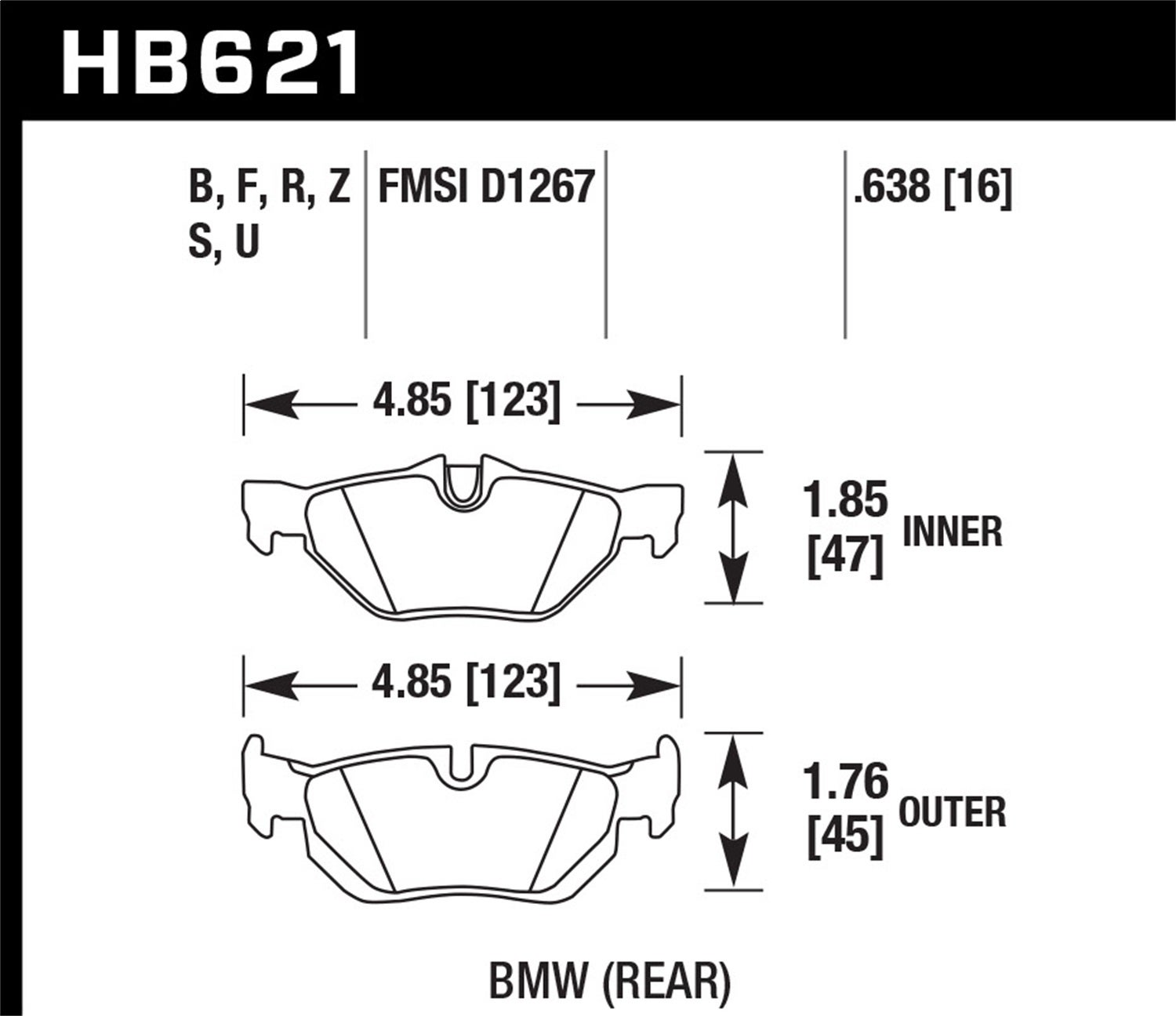 Hawk Performance Hb621b.638 Hps 5.0 Disc Brake Pad   Hps 5.0 Disc Brake Pad