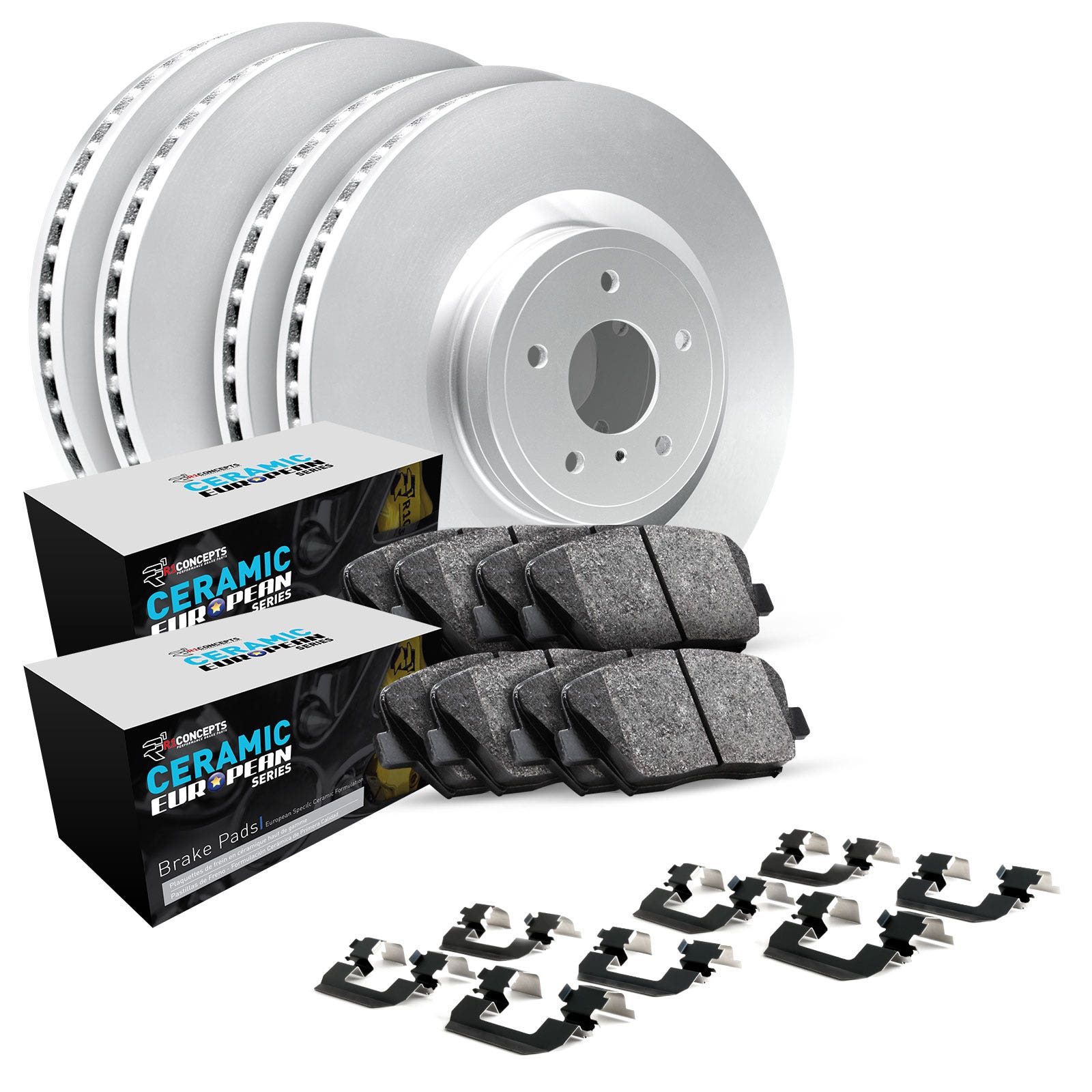 R1 Concepts Wdth2-10913 R1 Brake Rotors - Carbon Coated W/ Euro Ceramic Pads &