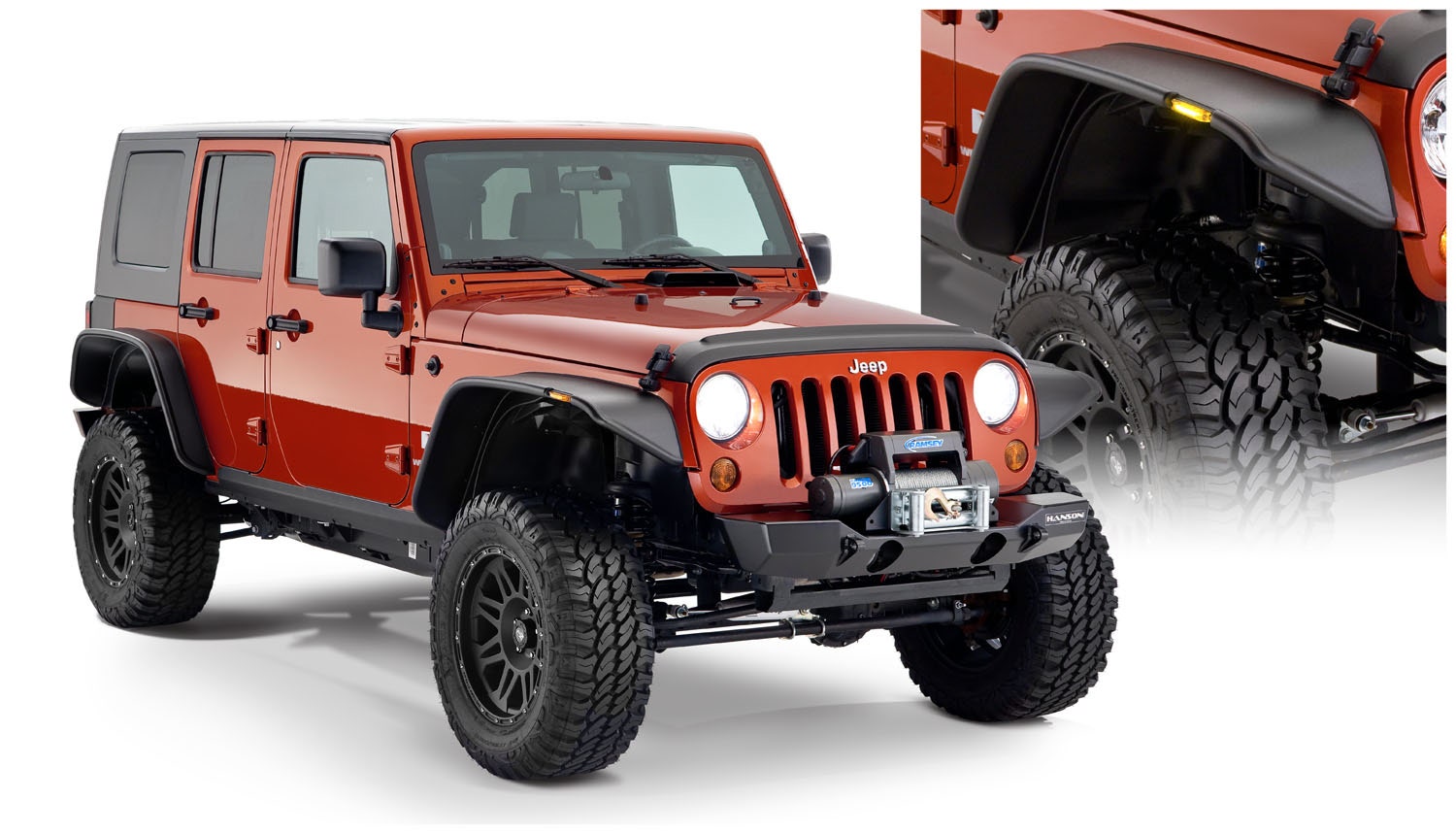 Bushwacker 10918-07 Flat Style Fender Flares Fits 07-18 Wrangler (Jk)   Fender