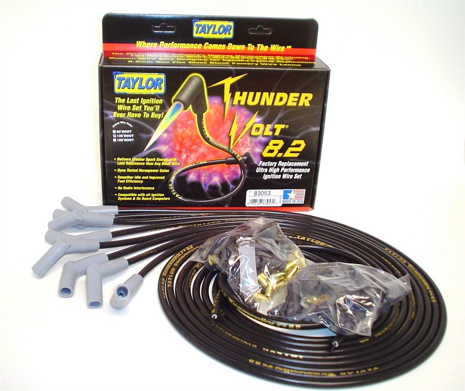 Taylor Cable 83053 Thundervolt 8.2Mm Ignition Wire Set  77283 Spark Plug Wire