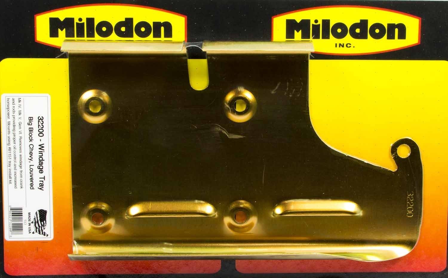 Milodon 32200 Gold Zinc Plated Louver Designed Windage Tray For Generation 4/5/6
