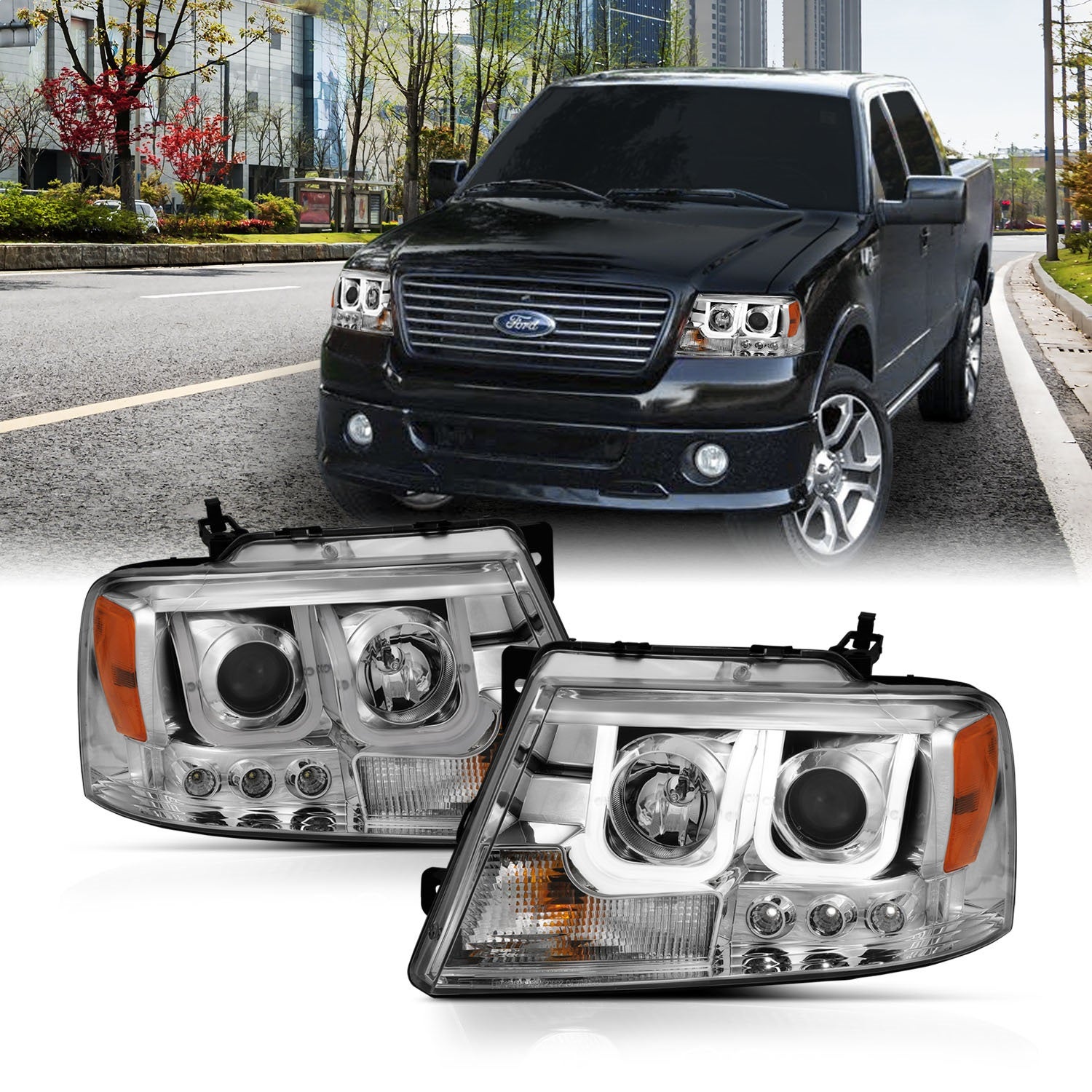 Anzo Usa 111287 Projector Headlight Set Fits 04-08 F-150 Mark Lt   Projector