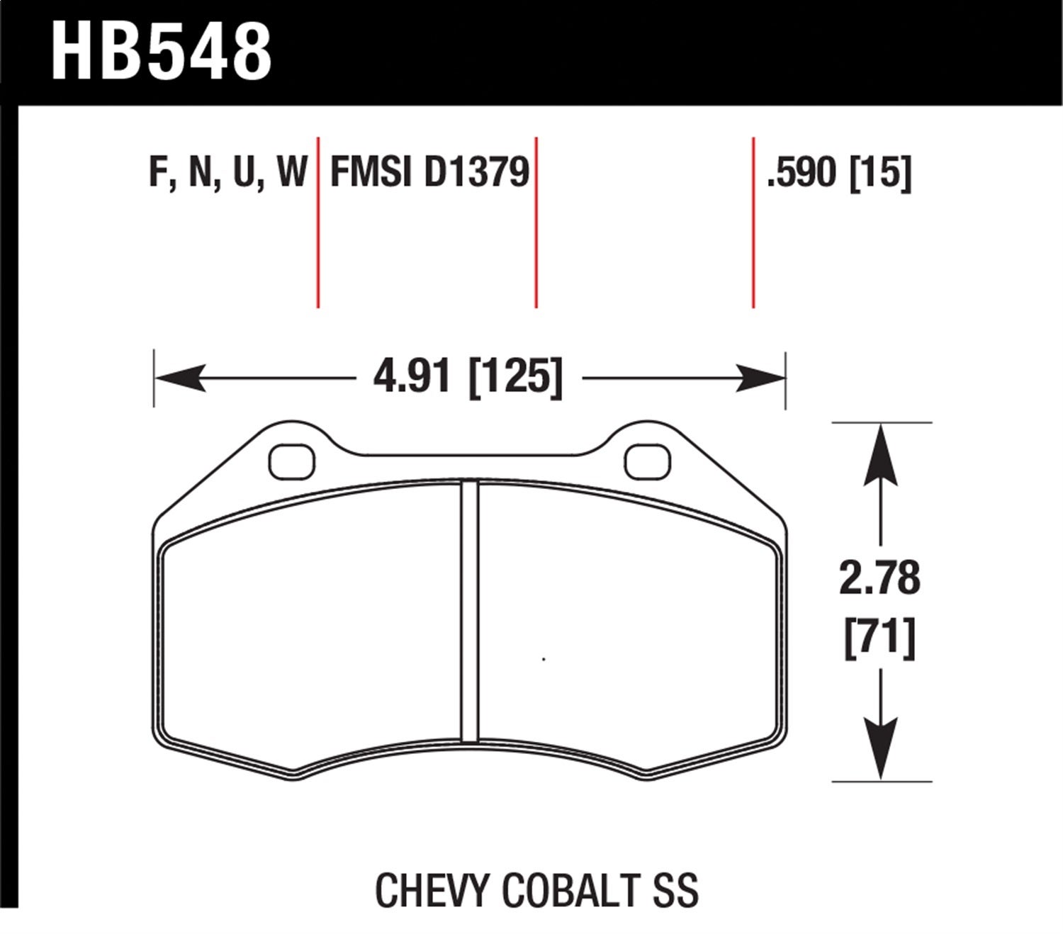Hawk Performance Hb548b.510 Hps 5.0 Disc Brake Pad Fits 4C Cobalt Hhr Mx-5 Miata