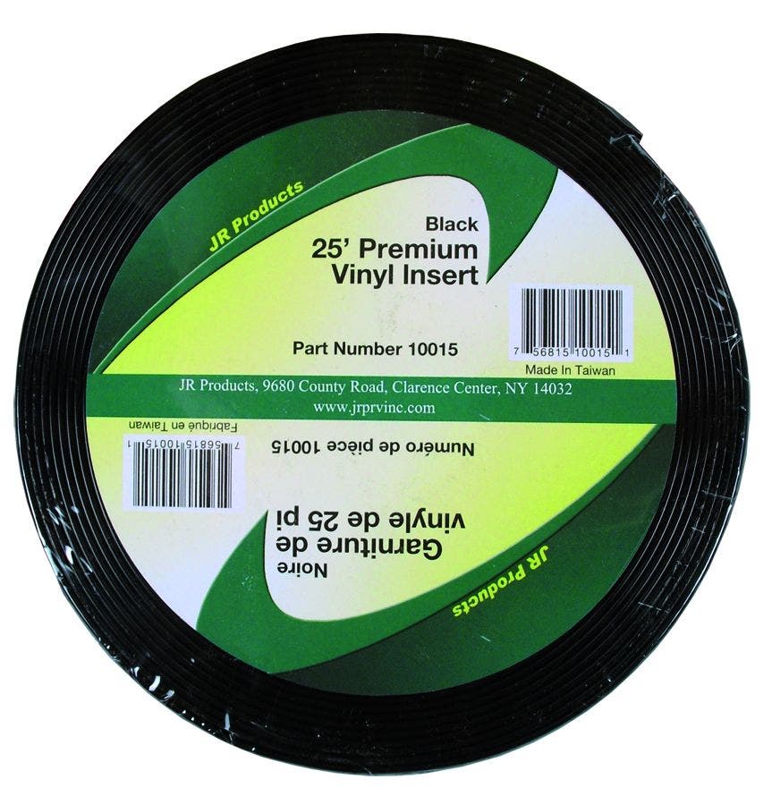 Jr Products 10015 Premium Vinyl Insert - Black, 1" X 25'   Trim Molding Insert;