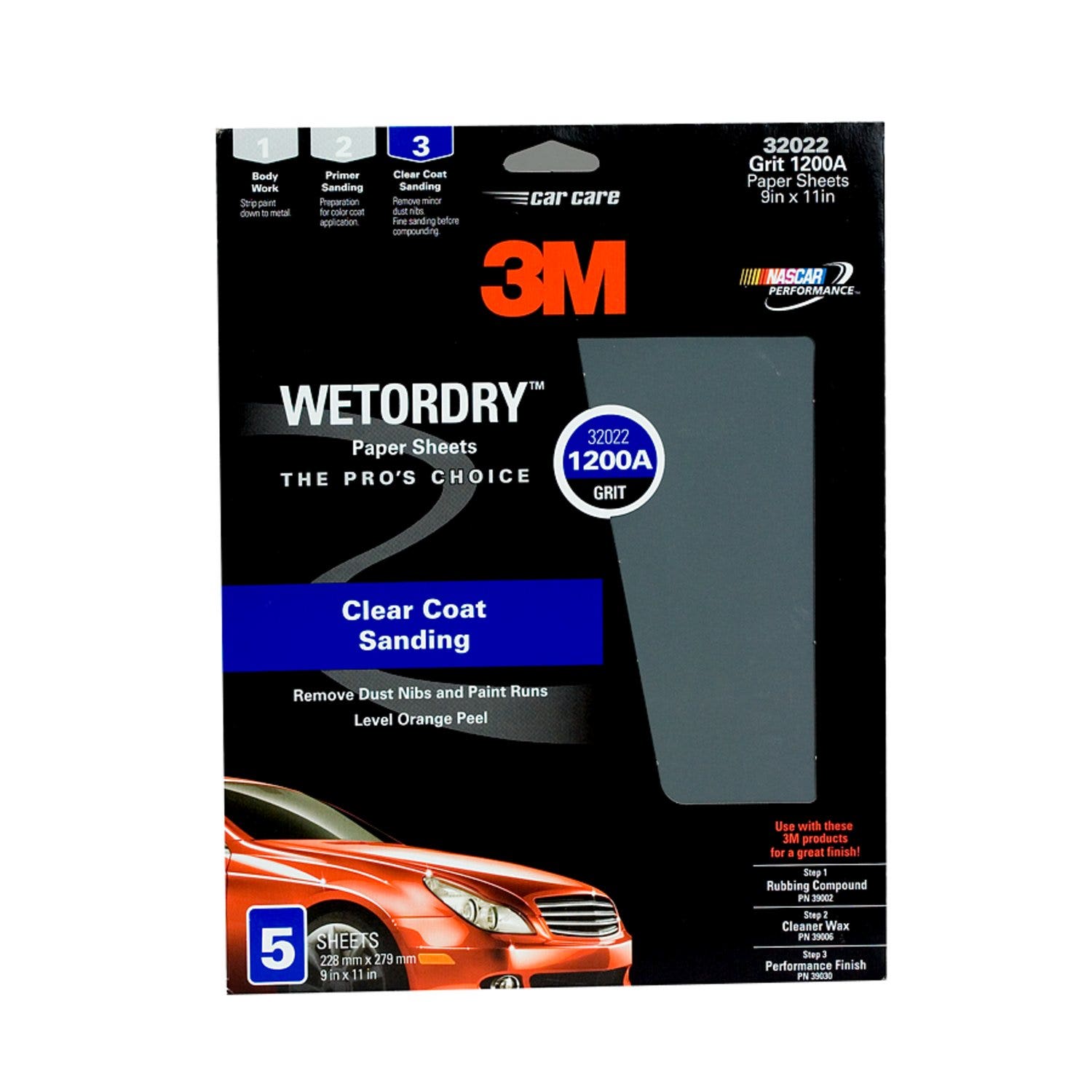 3M 32022 - Paper Sheets-9" X 11" Micro Fine 1200   Sandpaper Wetordry (Tm); Used