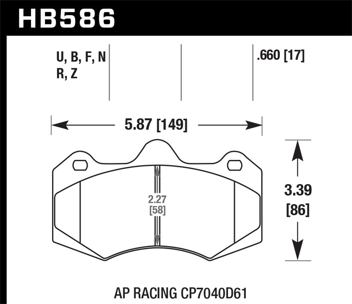 Hawk Performance Hb586u.660 Dtc-70 Disc Brake Pad   Dtc-70 Disc Brake Pad