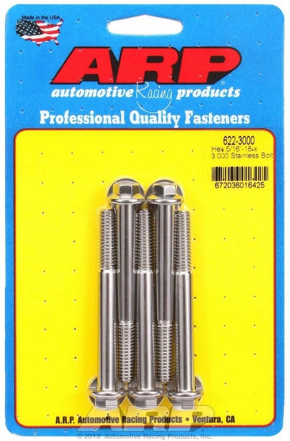 Arp 622-3000 Stainless Steel 5/16-18" Rh Thread 3.000" Uhl 6-Point Bolt With