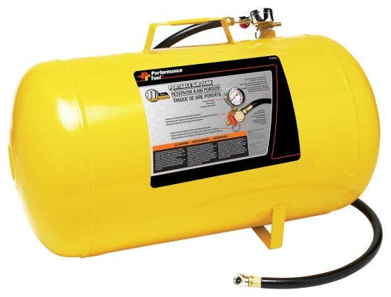 Performance Tool W10011 Hi-Viz 11-Gallon Horizontal Portable Air Tank With Tire