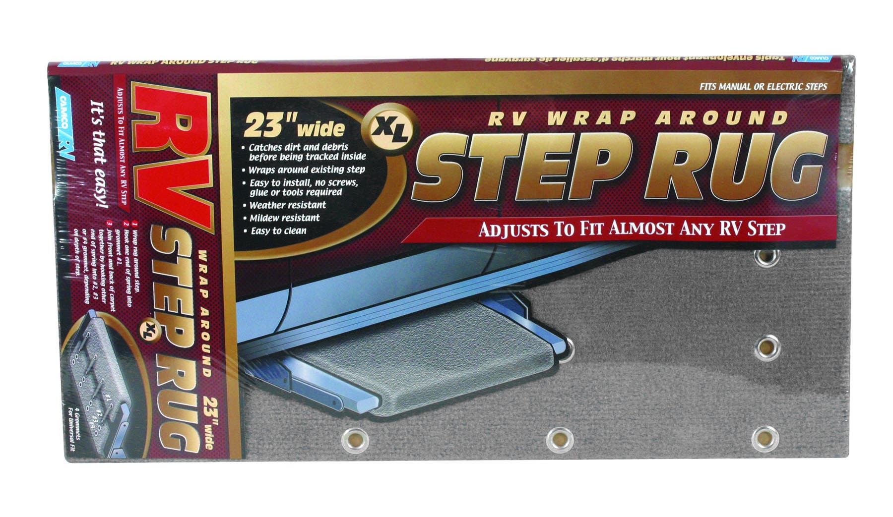 Step Rug Xl Grey  23X 22'   Entry Step Rug; Compatibility - Manual And Electric