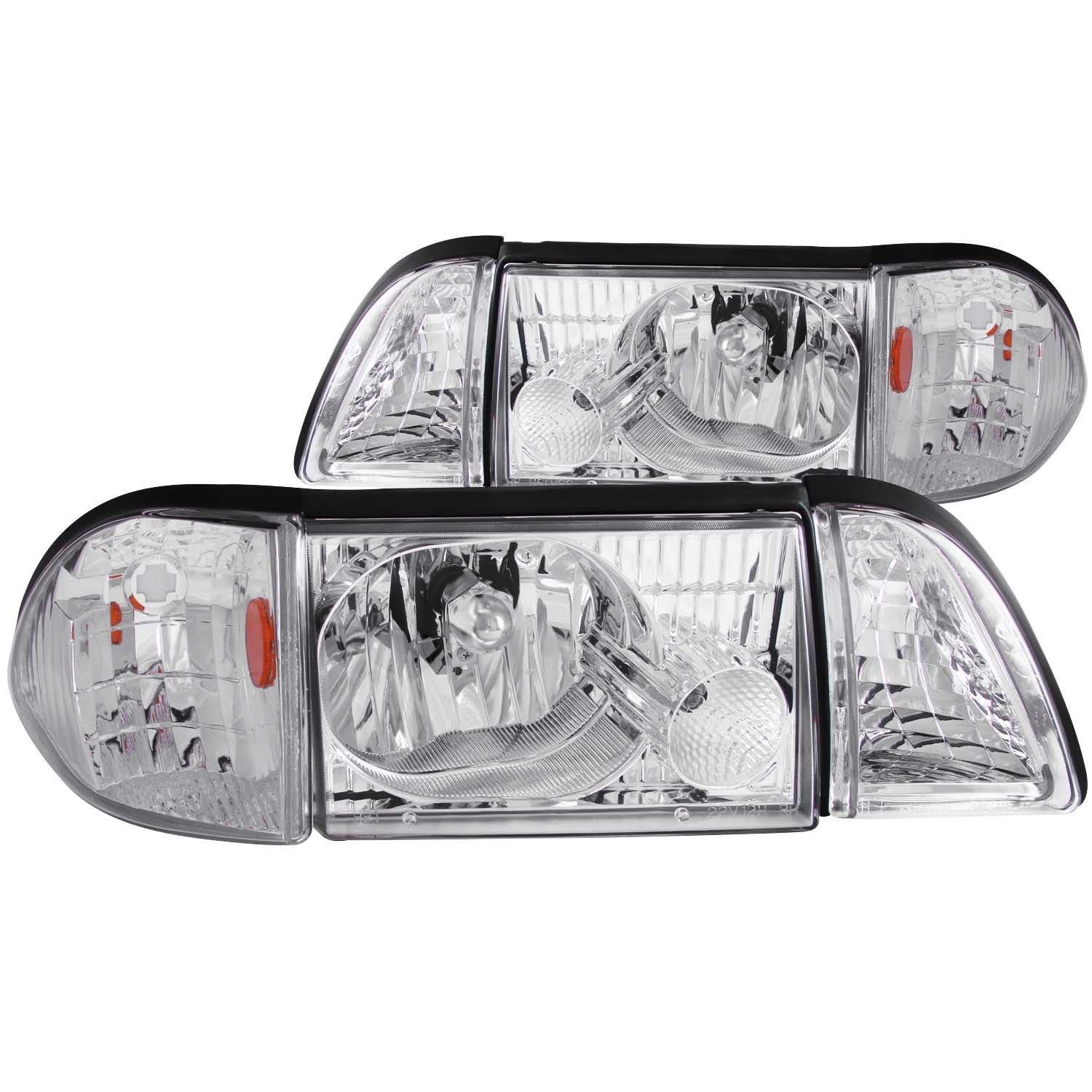 Anzo Usa 121195 Crystal Headlight Set Fits 87-93 Mustang Anzo 121169 Headlight