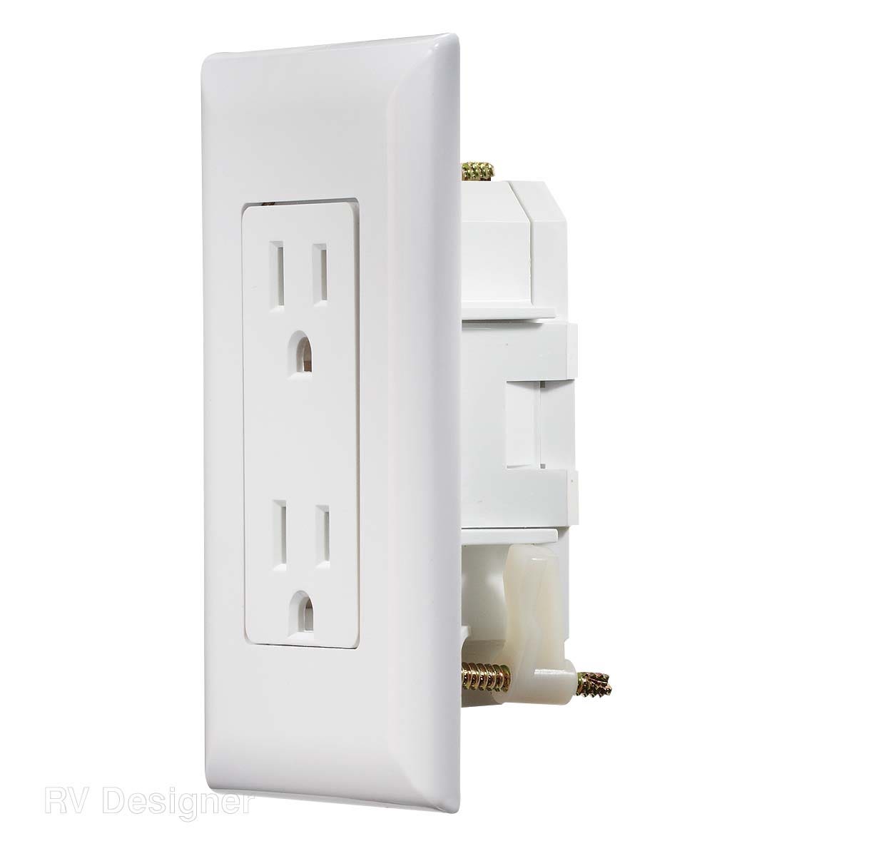 Rv Designer S811, Self Contained Dual Outlet With Cover Plate, White, Ac