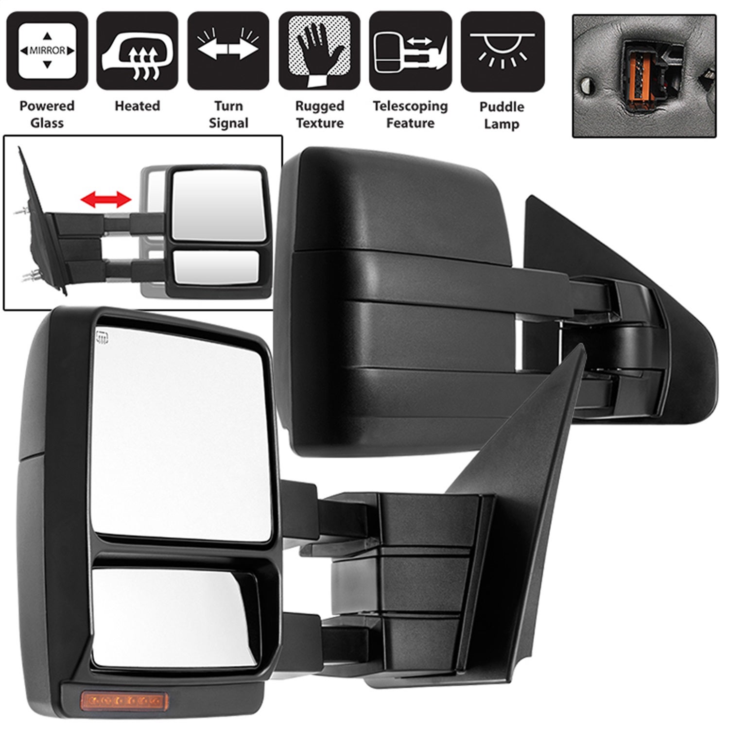 Spyder Auto 9936791 Power Heated Led Signal Telescoping Mirrors Fits 07-14 F-150