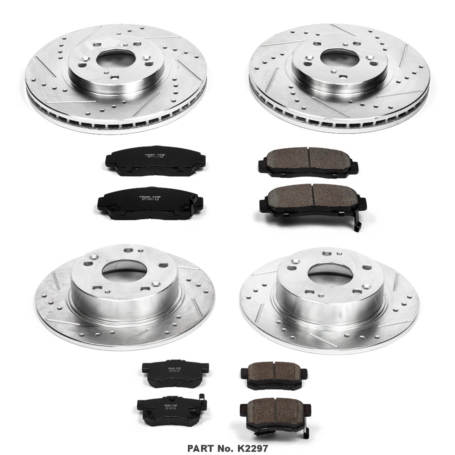 Power Stop K2297 Front And Rear Z23 Carbon Fiber Brake Pads With Drilled &