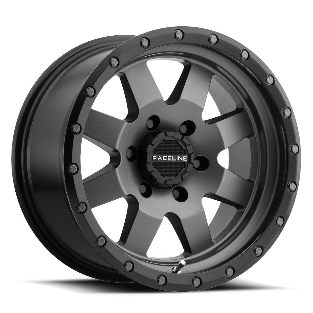 Raceline 935B Defender Trailer Rim 15X5 5X4.5 Offset 0 Black (Quantity Of 1)