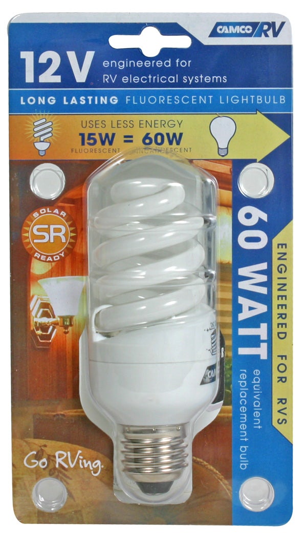 Camco 41313 12V/15W Fluorescent Light Bulb   Multi Purpose Light Bulb; Base Type