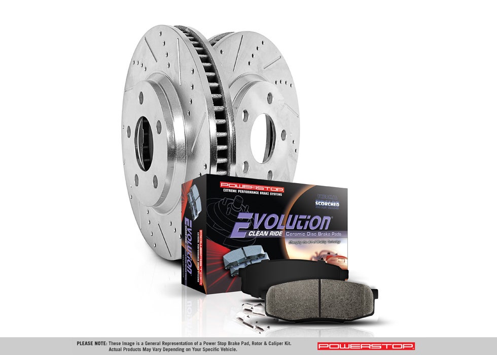 Power Stop K5583 Front Z23 Carbon Fiber Brake Pads With Drilled & Slotted Brake