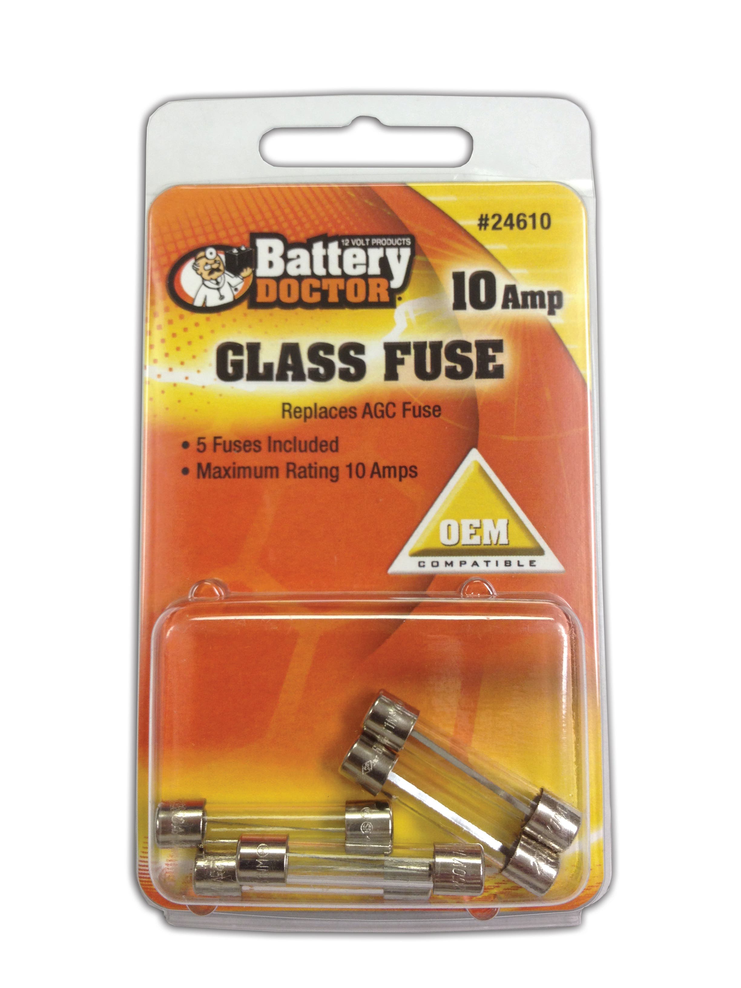 Wirthco 24630 Agc Glass Fuse (Retail Package), 5 Pack   Fuse; Slow Blow - No,