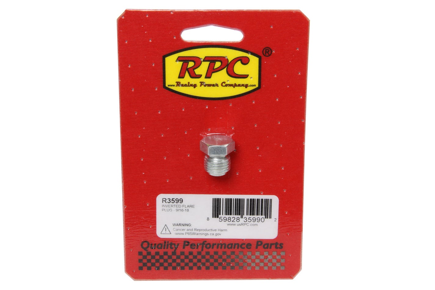 Racing Power R3599 Inverted Flare Plug (9/16-18) Racing Power  Inverted Flare
