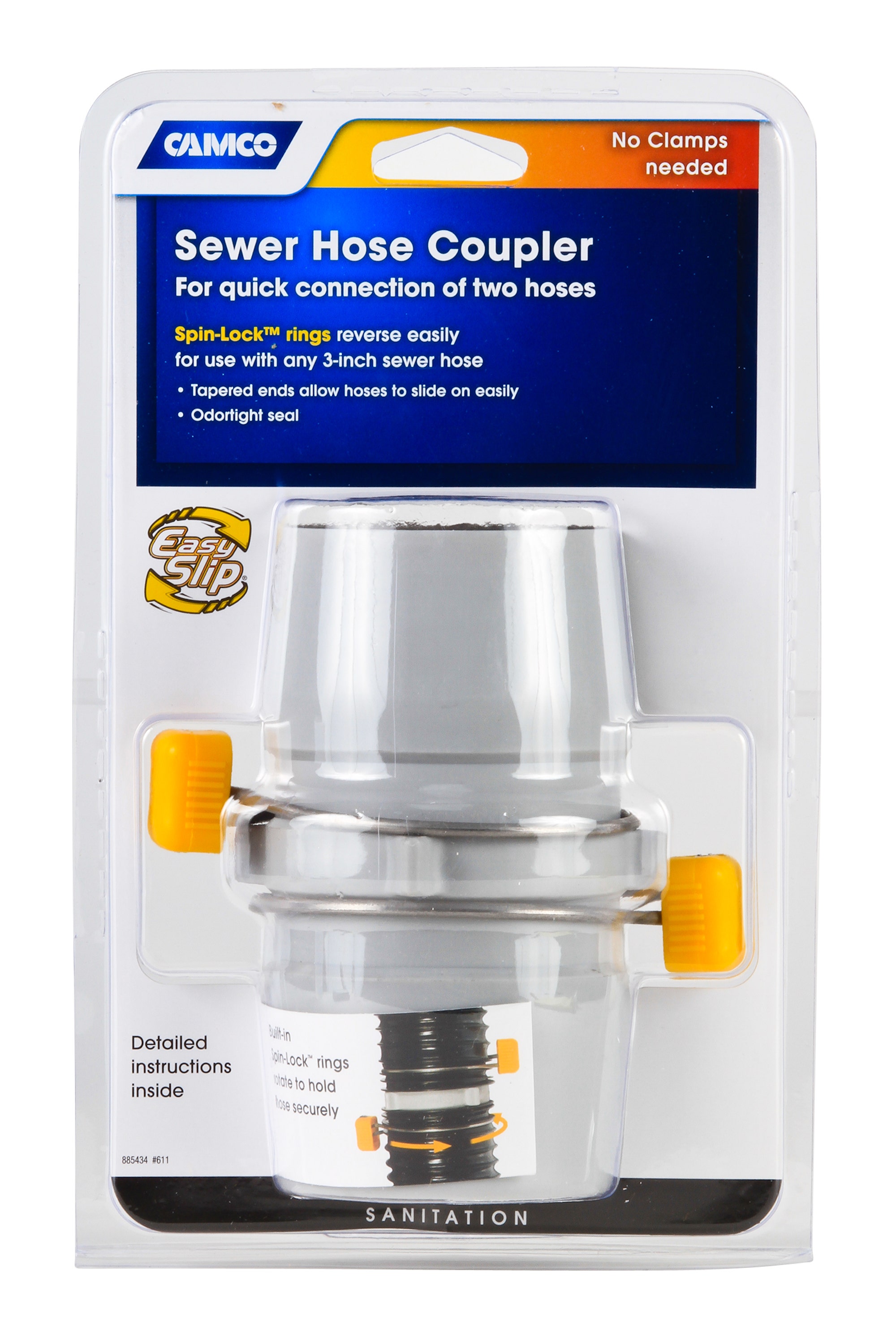 Camco Easy Slip Internal Hose Coupler With Slip-Lock Rings - Securely Connects