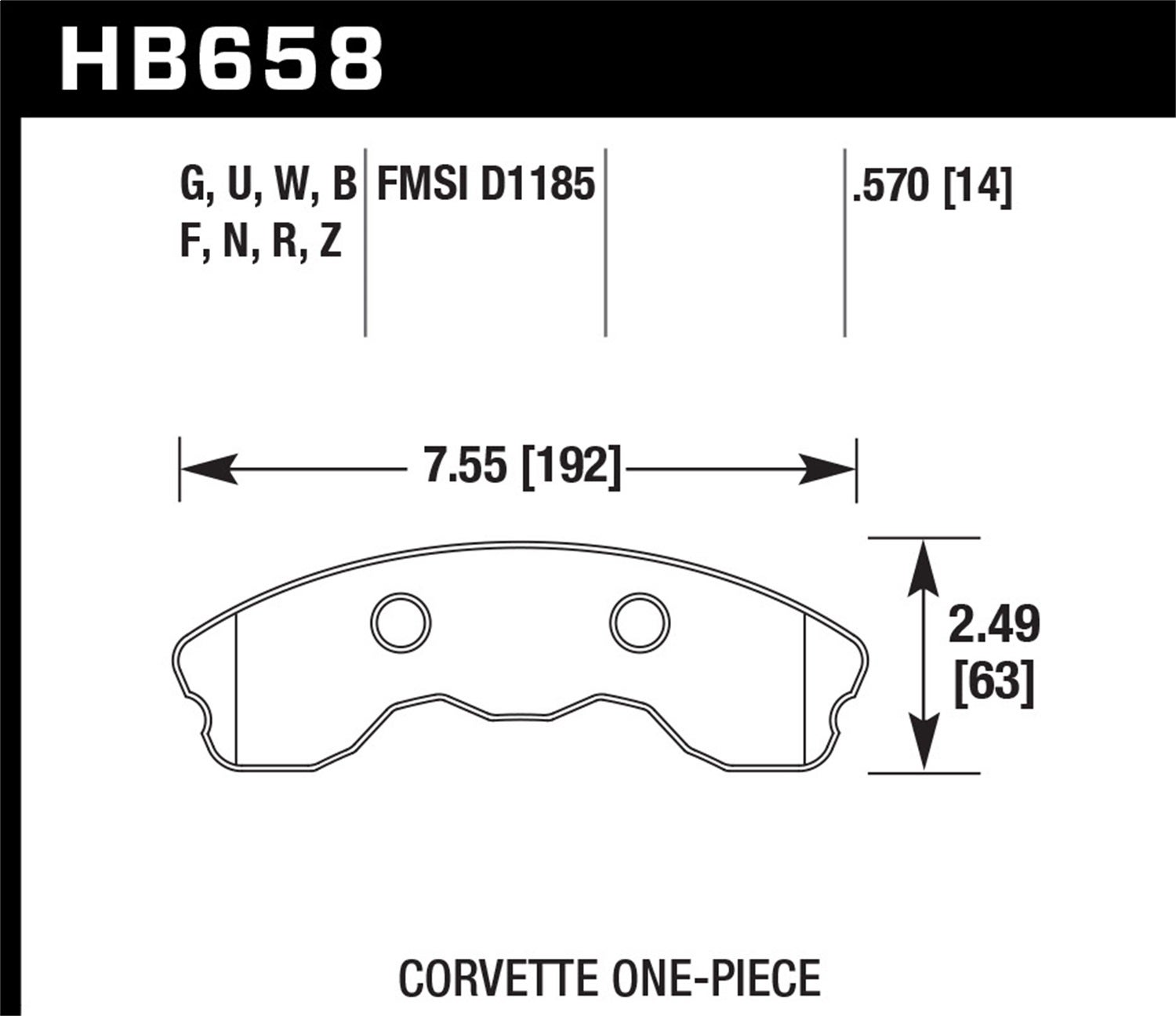Hawk Performance Hb658g.570 Dtc-60 Disc Brake Pad Fits 06-13 Corvette   Dtc-60