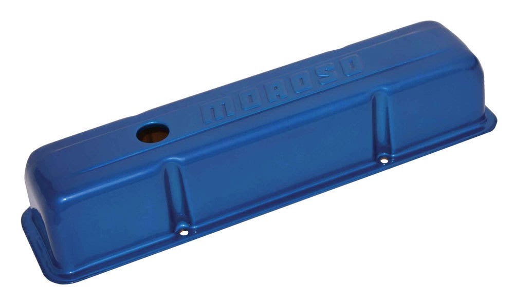 Moroso 68005 Blue Powder Coated Aluminum Valve Cover For Small Block Chevy