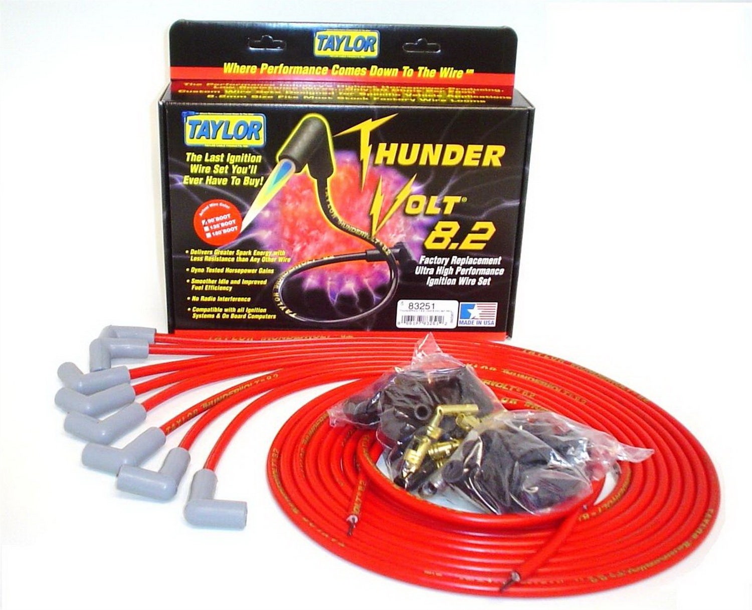 Taylor Cable 83251 Thundervolt 8.2Mm Ignition Wire Set   Spark Plug Wire Set