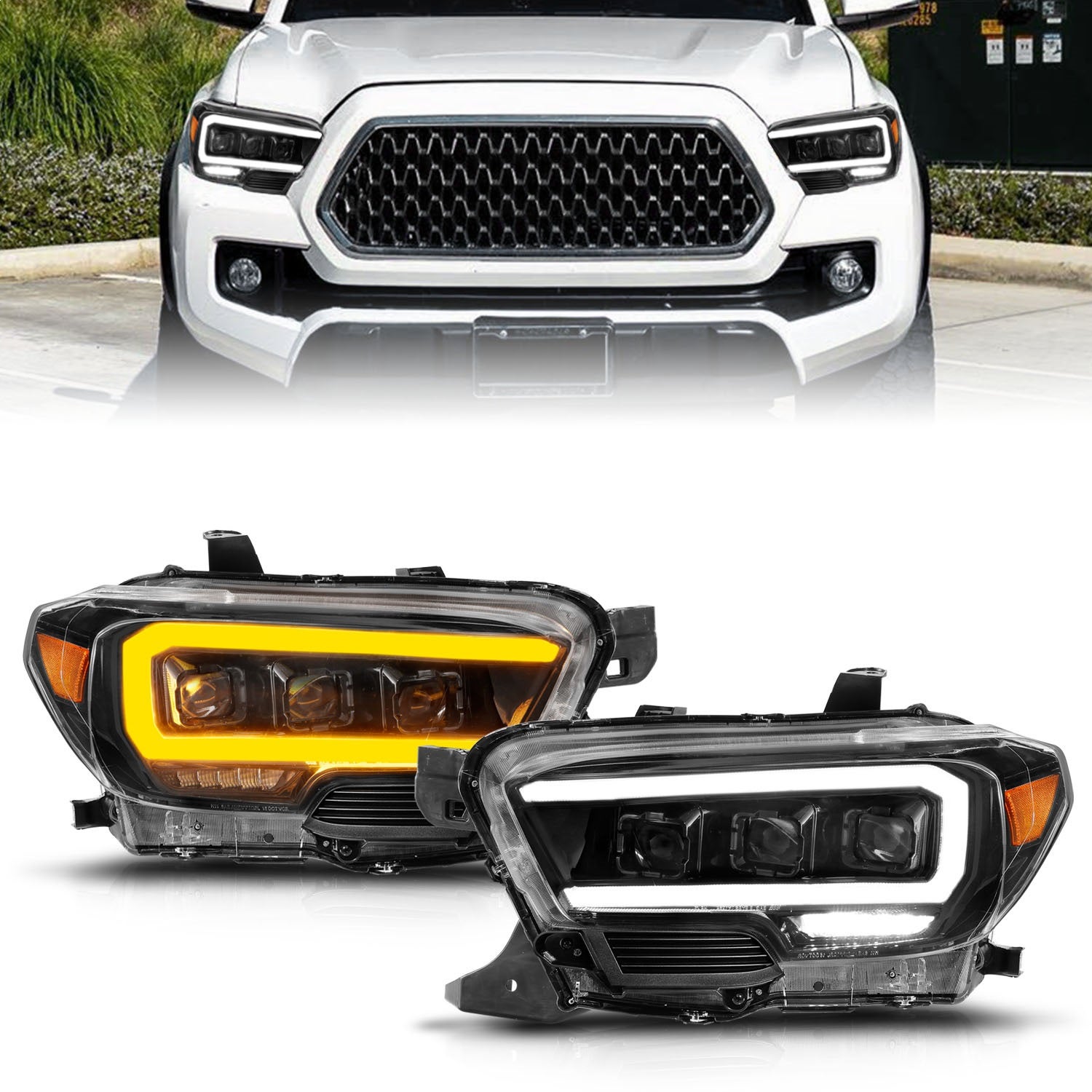 Anzo Usa 111563 Projector Headlight Set Fits 16-23 Tacoma   Projector Headlight
