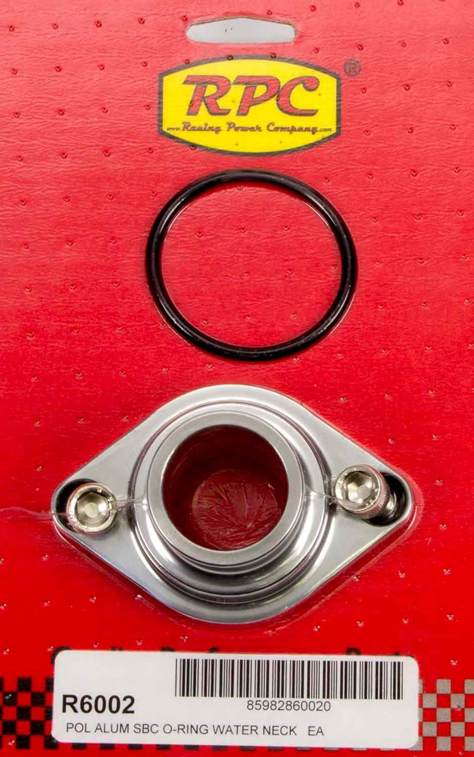 Racing Power Company R6002 Polished Aluminum Water Neck For Chevy V8   Polished