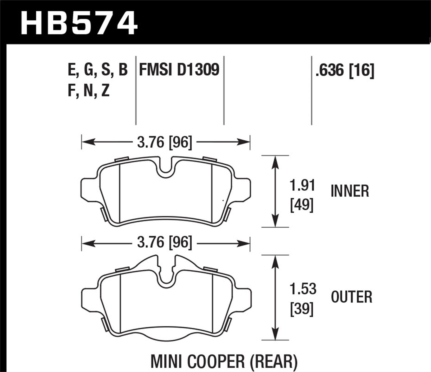 Hawk Performance Hb574f.636 Hps Disc Brake Pad   Hps Disc Brake Pad