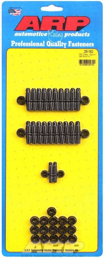Arp 2351902 Oil Pan Stud Kit With 12-Point Nuts, Black Chrome Moly Steel, For
