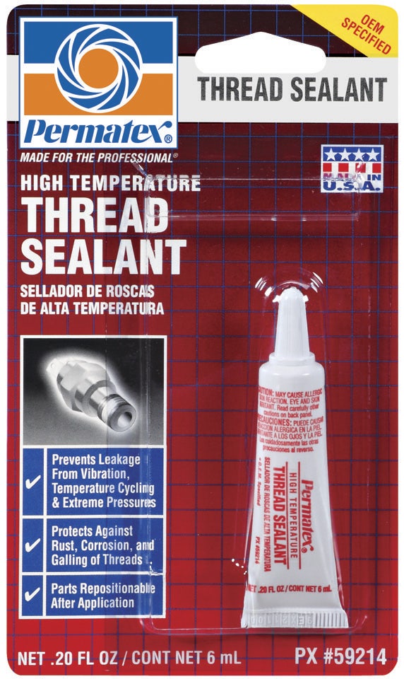Permatex 59214 High Temperature Thread Sealant, 6 Ml Tube, Pack Of 1 , White