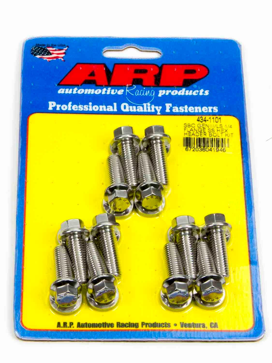Arp 434-1101 Stainless Steel Header Bolt Kit, Black Arp  Stainless Steel Header