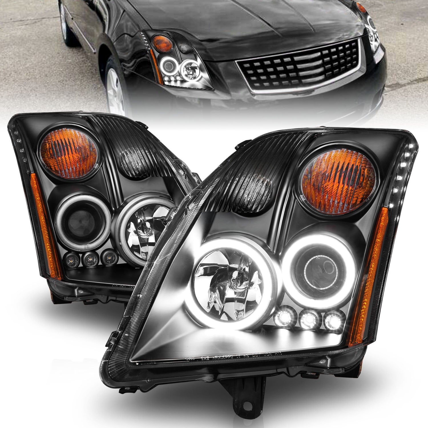 Anzo Usa 121276 Projector Headlight Set W/Halo Fits 07-12 Sentra   Projector