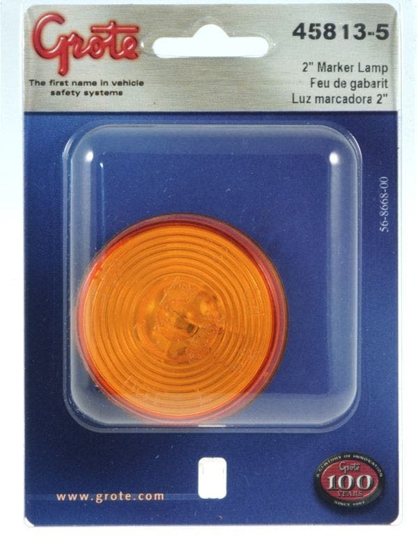 Grote 45813-5 Yellow 2 1/2" Round Clearance Marker Light (Optic Lens)   Side