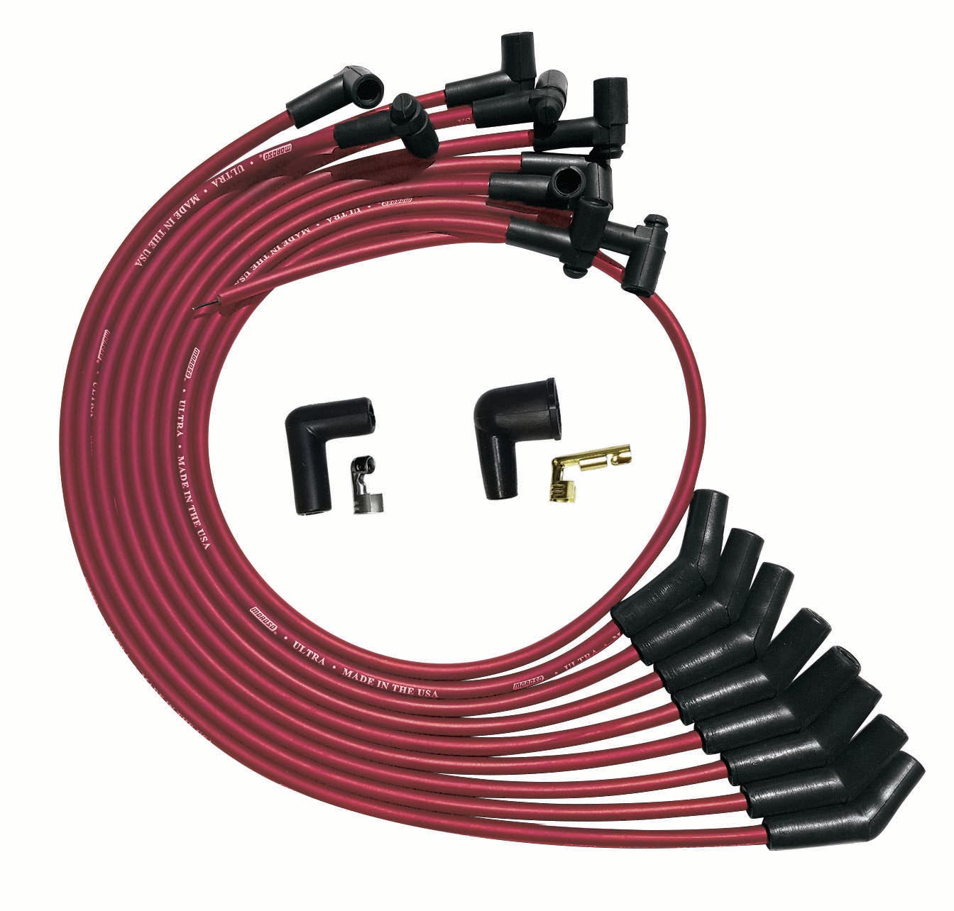 Moroso 52070 Ultra Series Red Spark Plug Wires, Ford 260/289/302, 135 Degree