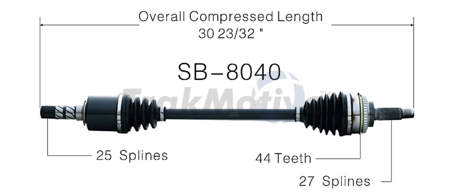 Trakmotive Cv Axle Shaft P/N:Sb-8040  Cv Axle Shaft P/N: