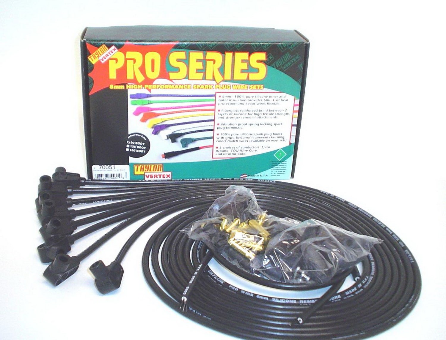 Taylor Cable 70051 8Mm Pro Wire Ignition Wire Set   Spark Plug Wire Set Pro Wire