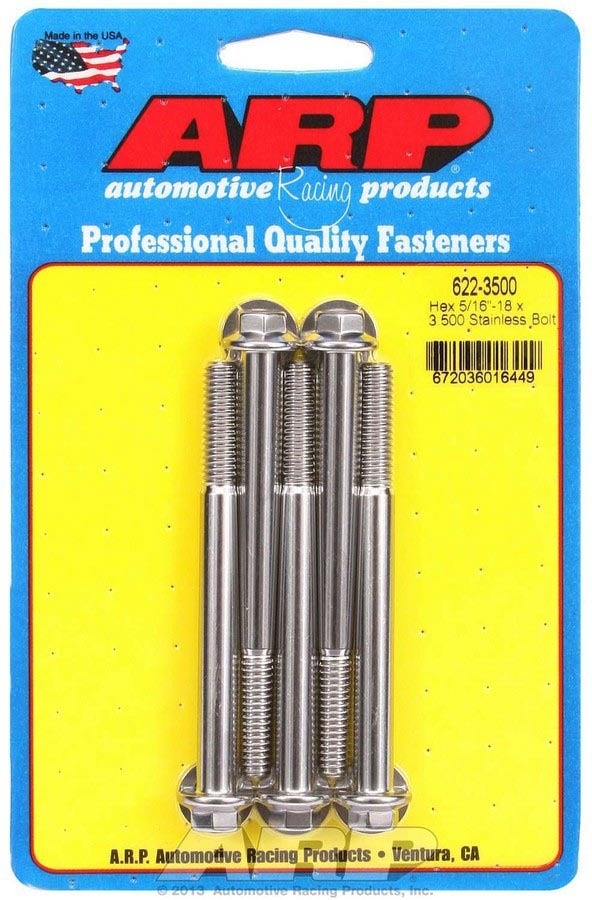 Arp 622-3500 Stainless Steel 5/16-18" Rh Thread 3.500" Uhl 6-Point Bolt With